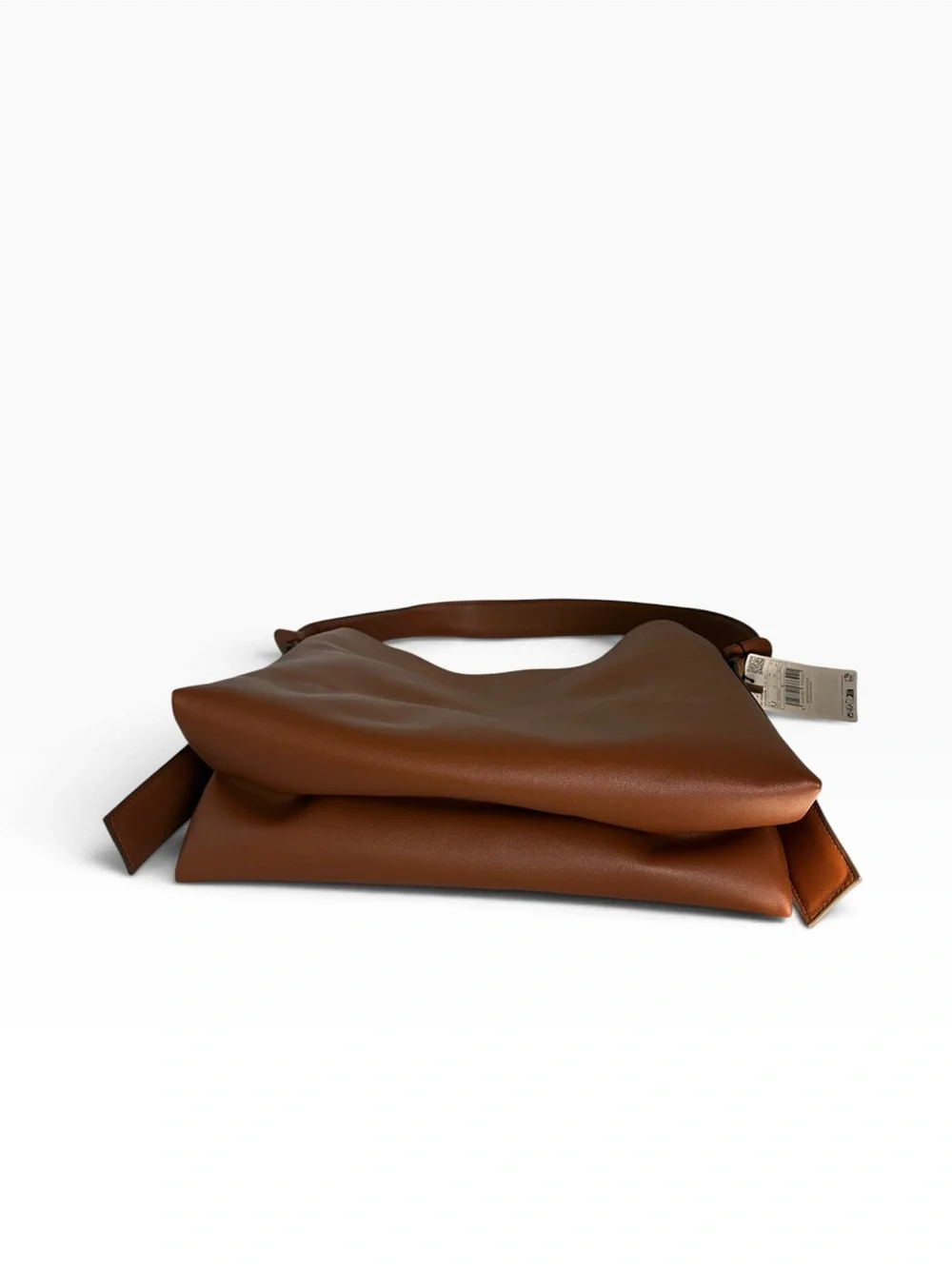 Mango Smooth Leather Shoulder Bag in Cognac Brown